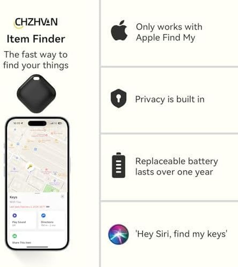 Luggage Tracker, Key Finder Tag 4 Pack Air Tracker, Works with Apple Find My (Ios Only), Water-Resistant, Bluetooth Item Finder for Bags, Luggage, Backpack,Replaceable Battery