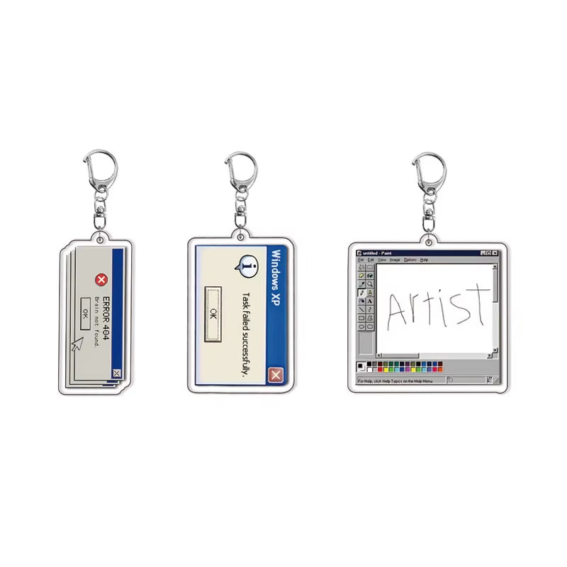 WINDOWS Computer Instructions Key Chain Keychains Ring for Accessories Bag Cartoon Pendant Keyring Jewelry Fans Friends Gifts