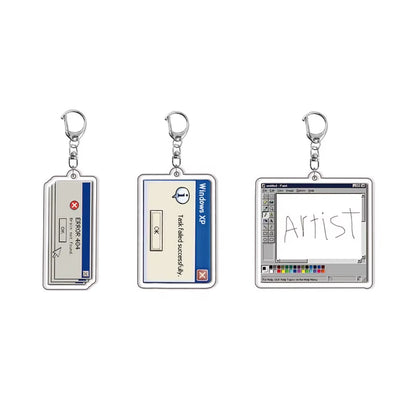 WINDOWS Computer Instructions Key Chain Keychains Ring for Accessories Bag Cartoon Pendant Keyring Jewelry Fans Friends Gifts